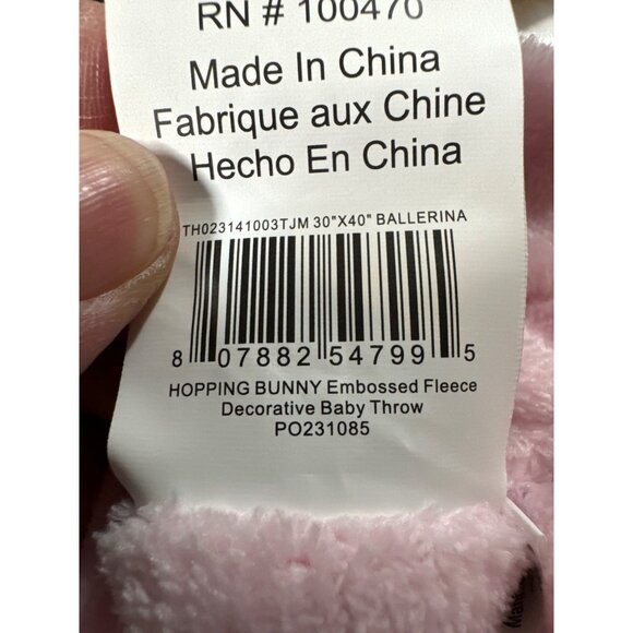 Hopping Bunny Embossed Fleece Decorative Baby Throw 30"x40" with Matching Bunny - Picture 4 of 4